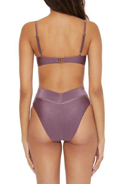 Shop Becca Color Sheen High Leg Bikini Bottoms In Fig