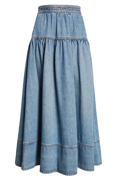 Shop Ulla Johnson The Astrid Nonstretch Denim Skirt In Adriatic Wash