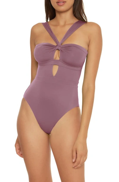 Shop Becca Color Code Cutout One-piece Swimsuit In Fig