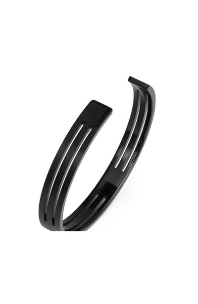 Shop Le Gramme 8g Punched Titanium Ribbon Cuff Bracelet In Black Titanium