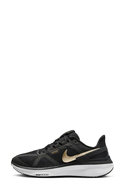 Nike Air Zoom Structure 25 Road Running Shoe In Black/ Gold/ White/ Grey