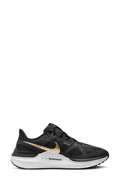 Nike Air Zoom Structure 25 Road Running Shoe In Black/ Gold/ White/ Grey