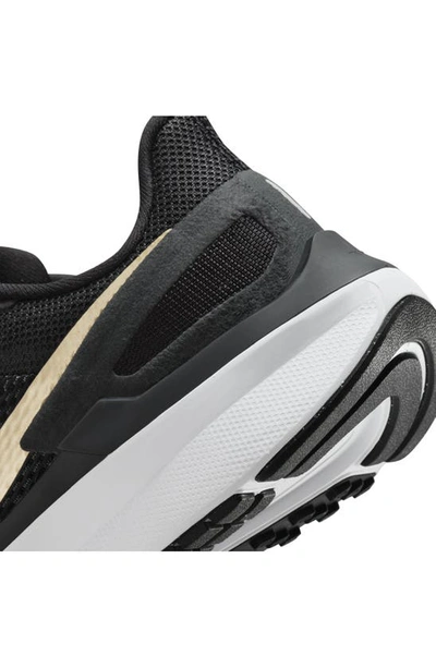 Nike Air Zoom Structure 25 Road Running Shoe In Black/ Gold/ White/ Grey