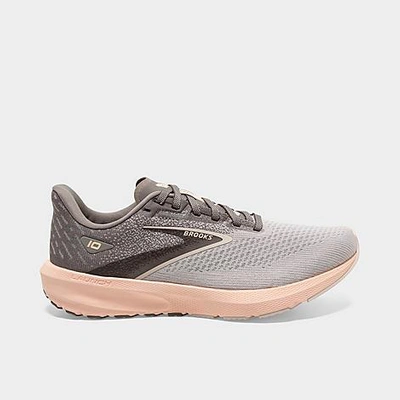 Shop Brooks Women's Launch 10 Running Shoes In Grey/crystal Grey/pale Peach
