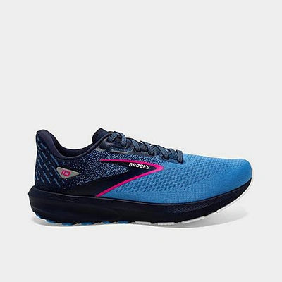 Shop Brooks Women's Launch 10 Running Shoes In Peacoat/marina Blue/pink Glo