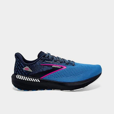Shop Brooks Women's Launch Gts 10 Running Shoes In Peacoat/marina Blue/pink Glo