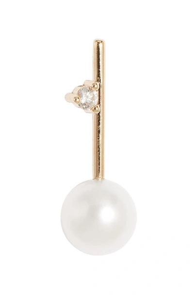 Poppy Finch Diamond & Cultured Pearl Drop Earrings In 14kyg