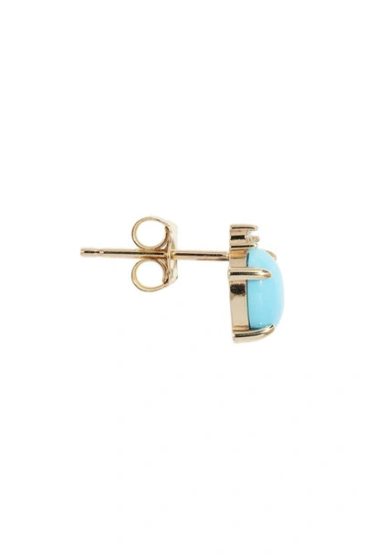 Shop Poppy Finch Turquoise Diamond Stud Earrings In Blue/ 14k Yellow Gold