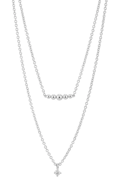 Shop Ajoa Dolly Dot Cz Layered Necklace In Rhodium
