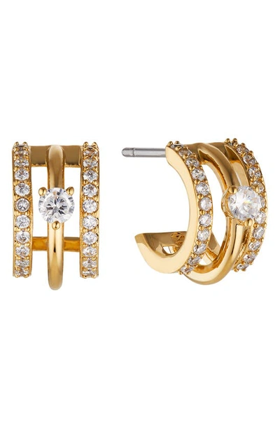 Shop Ajoa Demi Cz Cage Huggie Hoop Earrings In Gold