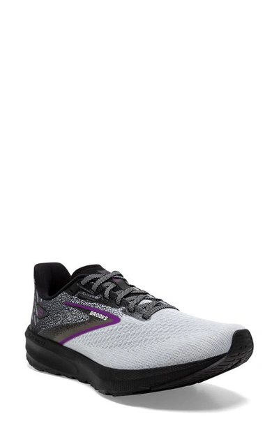 Shop Brooks Launch 10 Running Shoe In Black/ White/ Violet