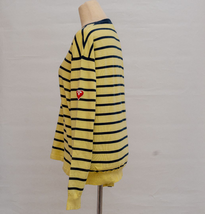 Pre-owned Louis Vuitton Yellow Navy Blue Stripped Sweater