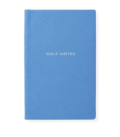 Shop Smythson Leather Golf Notes Panama Notebook In Blue