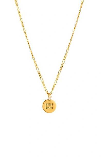 Shop Ajoa Boss Babe Pendant Necklace In Gold