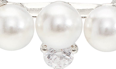 Shop Ajoa Imitation Pearl & Cubic Zirconia Pendant Necklace In Rhodium