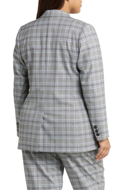 Nordstrom Single Breasted Blazer In Black- Teal Check