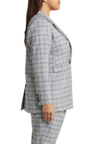Nordstrom Single Breasted Blazer In Black- Teal Check