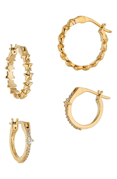 Shop Ajoa Sparklers Set Of 2 Cz Hoop Earrings In Gold
