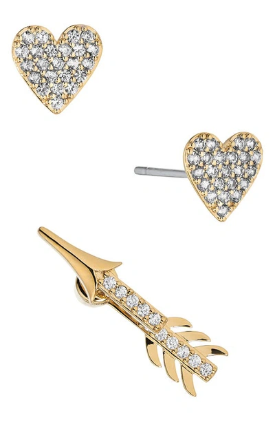 Shop Ajoa Lovebites Arrow Stud Earrings Set In Gold