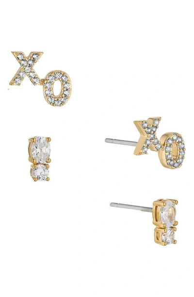 Shop Ajoa Love Bites Cz Stud Earrings Set In Gold