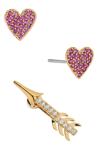 Shop Ajoa Lovebites Arrow Stud Earring Set In Gold