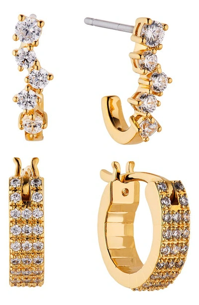 Shop Ajoa Cz Hoop Earrings Set In Gold