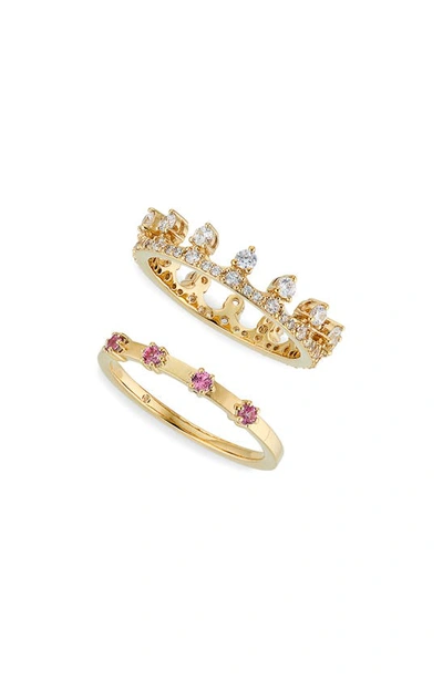 Shop Ajoa Crown Cz Ring Set In Gold