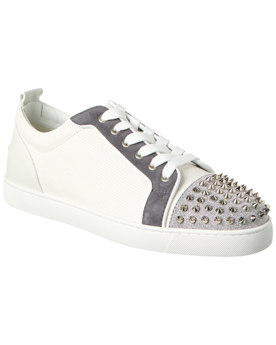Shop Christian Louboutin Louis Junior Spikes Leather Sneaker In White