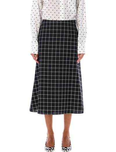 Shop Marni Check Patterned Midi Skirt