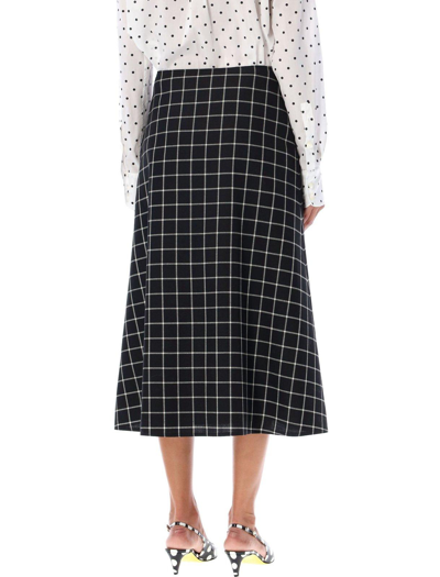 Shop Marni Check Patterned Midi Skirt
