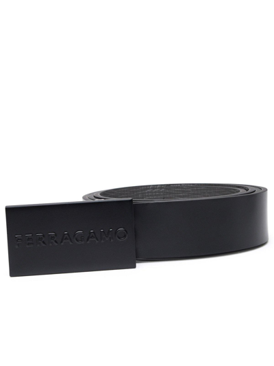 Shop Ferragamo Logo Plaque Belt In Nero