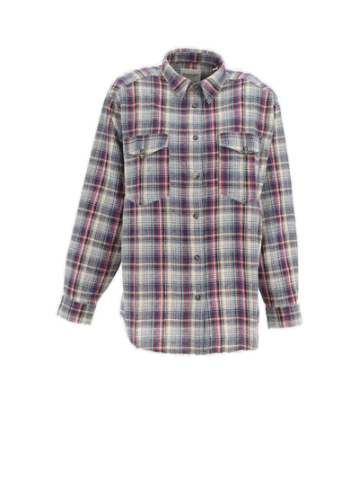 Shop Marant Etoile Button-up Checked Shirt In Blu