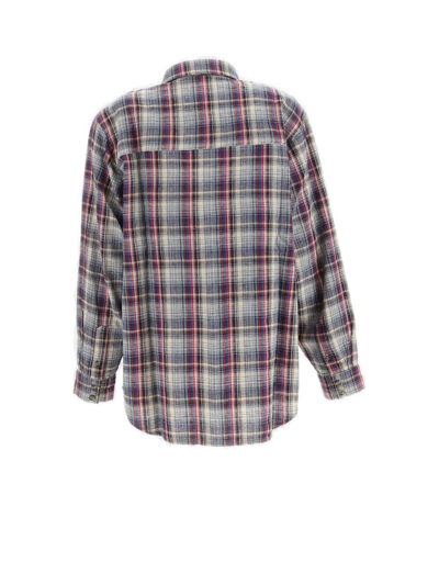 Shop Marant Etoile Button-up Checked Shirt In Blu