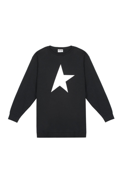 Shop Golden Goose Star Printed Sweatshirt Dress In Black/white