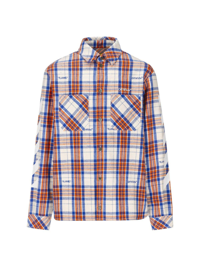Shop Off-white Checked Straight Hem Shirt In Off White