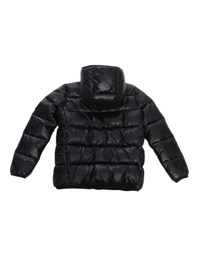 Shop Save The Duck Logo-patch Hooded Quilted Jacket In Black