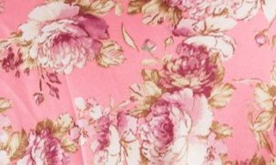 Shop Astr Gaia Strappy Bias Cut Satin Midi Dress In Icy Pink Floral