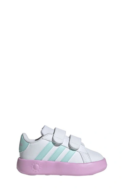 Shop Adidas Originals Kids' Grand Court Tennis Shoe In Ftwr White/ Flash Aqua/ Lilac