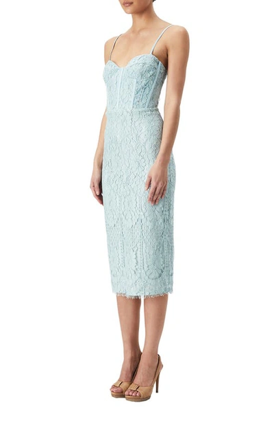 Bardot Florence Lace Cotton Blend Corset Midi Dress In Cool Mint