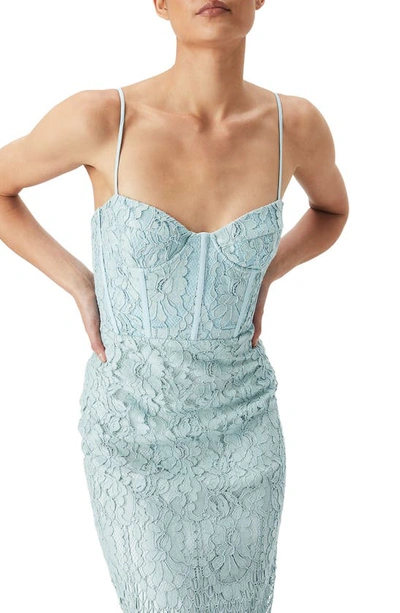 Bardot Florence Lace Cotton Blend Corset Midi Dress In Cool Mint