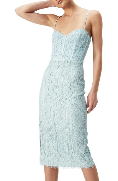 Bardot Florence Lace Cotton Blend Corset Midi Dress In Cool Mint