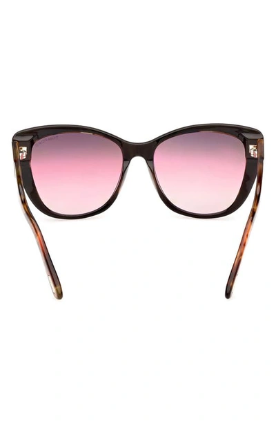 Shop Tom Ford Nora 57mm Gradient Cat Eye Sunglasses In Black/ Other / Gradient Brown