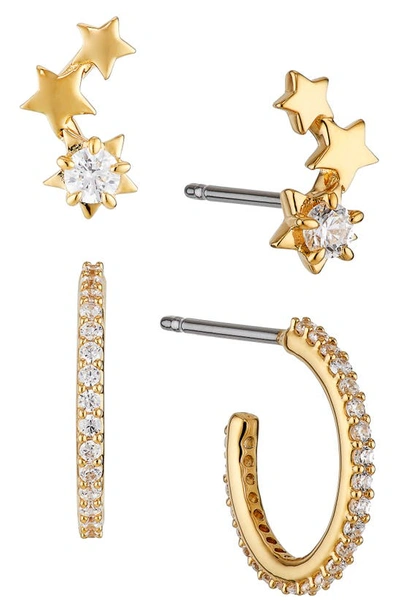 Shop Ajoa Star Crawler And Hoop Earrings Set In Gold