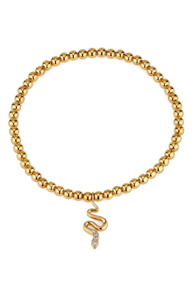 Shop Ajoa Snake Beaded Stretch Bracelet In Gold