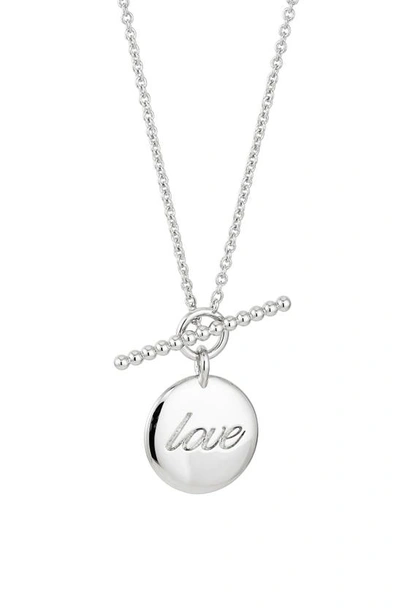 Shop Ajoa Love Toggle Pendant Necklace In Rhodium