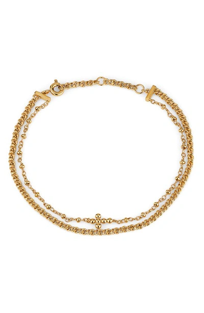 Shop Ajoa Layered Cross Pendant Bracelet In Gold
