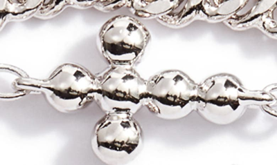 Shop Ajoa Layered Cross Pendant Bracelet In Rhodium