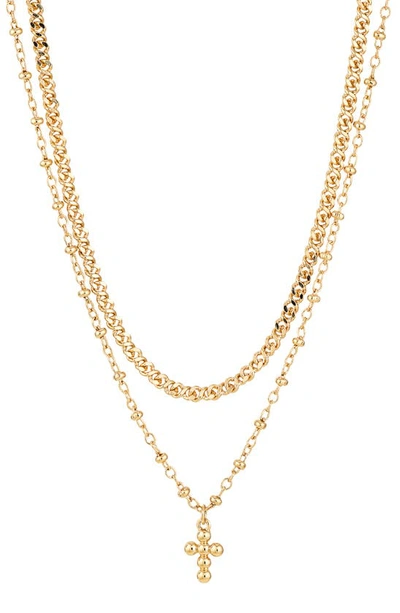 Shop Ajoa Cross Pendant Layered Necklace In Gold