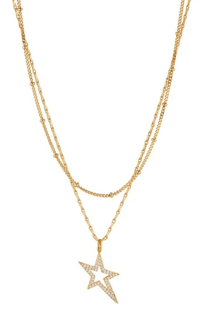 Shop Ajoa Sparklers Star Cz Pendant Layered Necklace In Gold