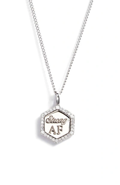 Shop Ajoa Strong Af Cubic Zirconia Pendant Necklace In Silver